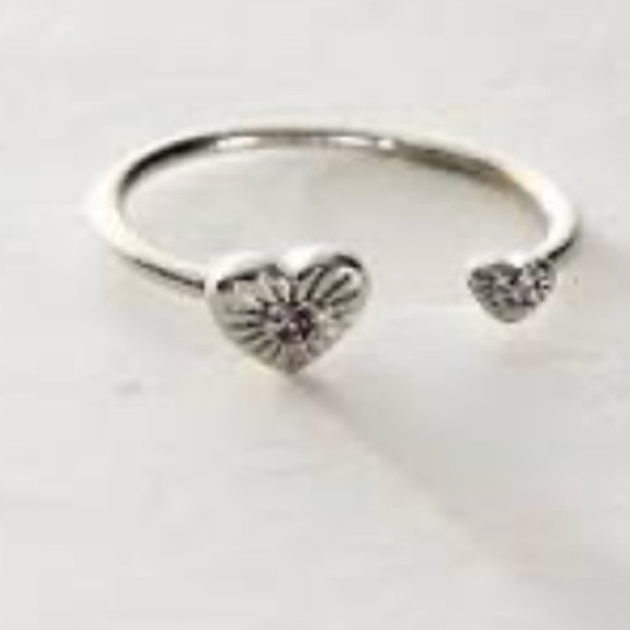 Free People Silver Adjustable Heart Ring - Picture 1 of 4